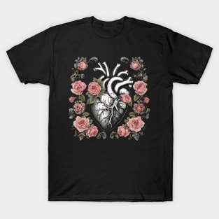 Anatomical Floral Heart T-Shirt